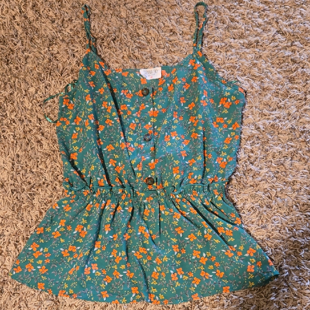 Sienna Sky Teal Floral Button-Front Camisole